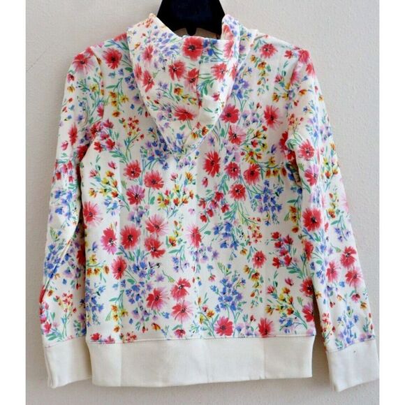 GAP Kids 889341 Girl's Sz L (10) Ivory Floral Logo Embroidered Pullover Hoodie - Picture 2 of 8